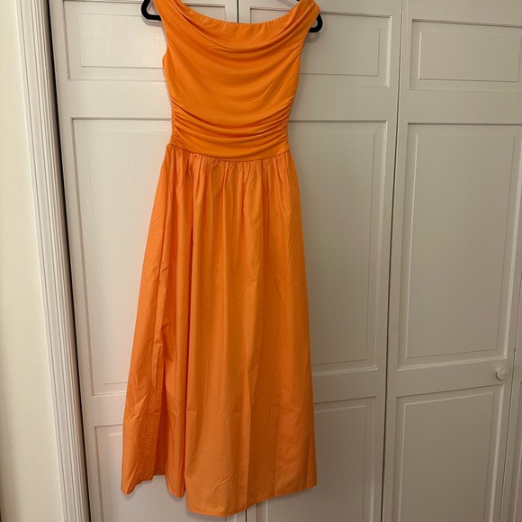 Hello Molly Orange Ruched Off the Shoulder Maxi Dress - Picture 6 of 10